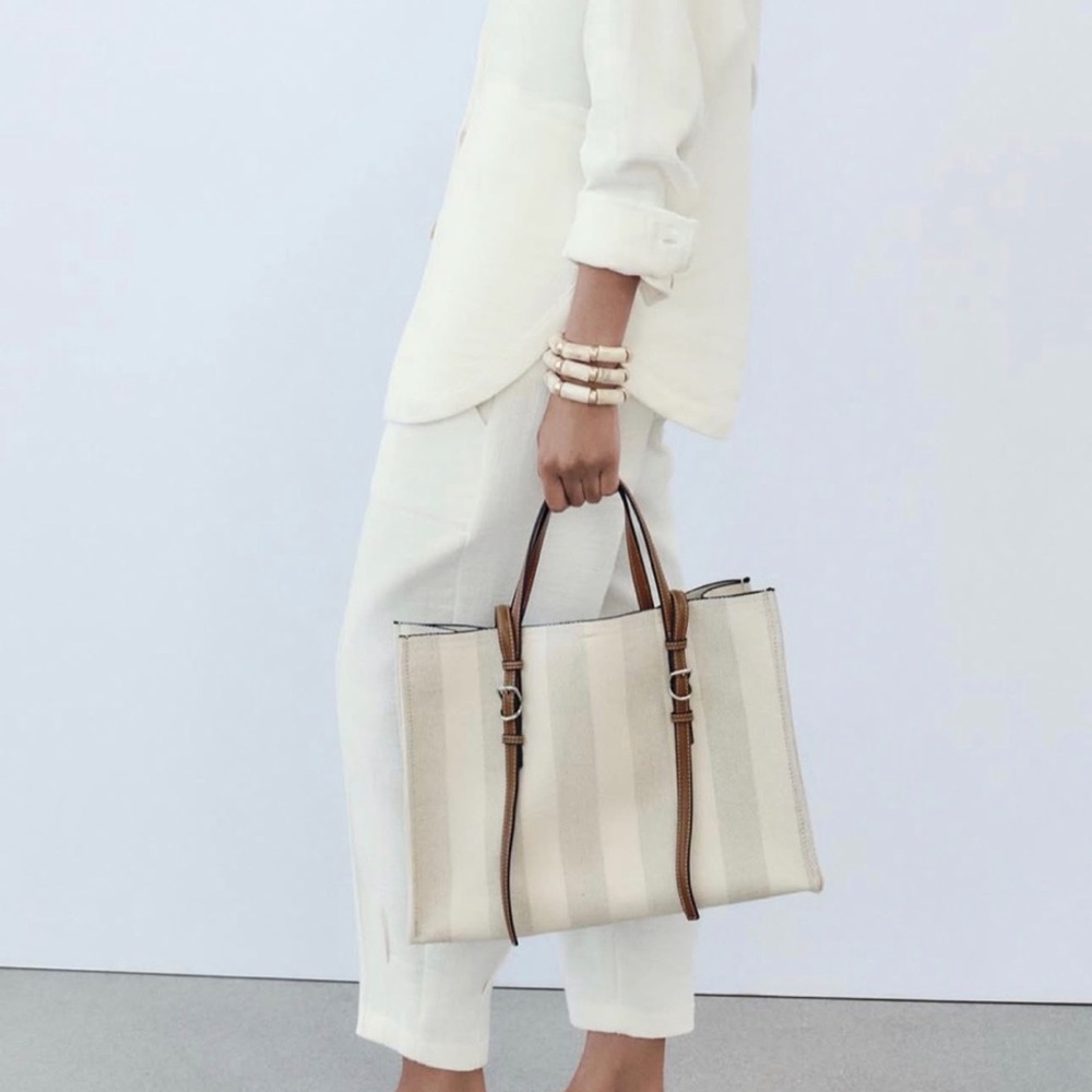 ZARA Striped Tote Bag